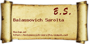 Balassovich Sarolta névjegykártya